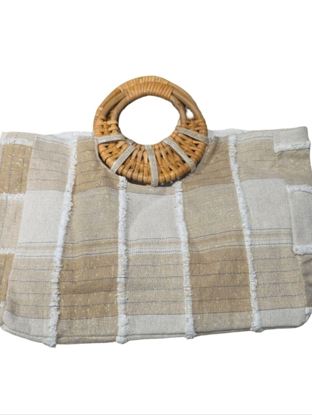 L*Space Deep Seas Bag in Natural plaid